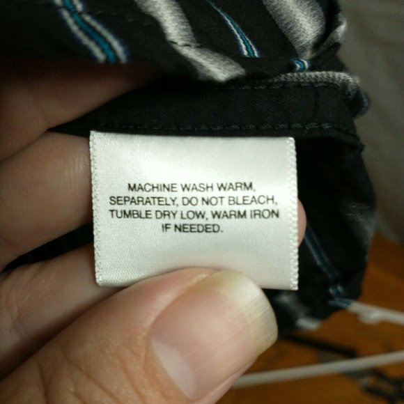 Structure Men's Large Premium Woven Black Striped Long Sleeve Button Up Shirt - Picture 8 of 8